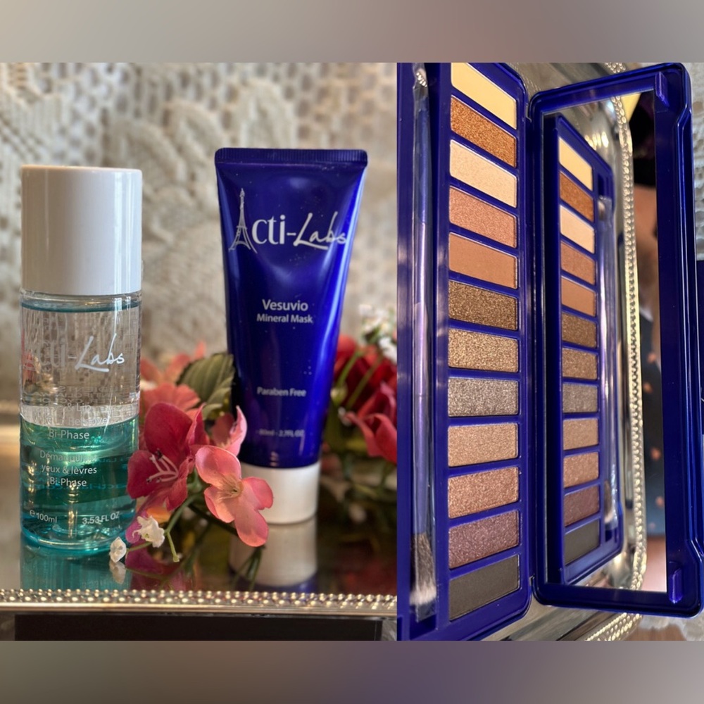 Acti-Labs Makeup Set. Facial Mask, Bi Phase Makeup Remover & Eyeshadow Palette